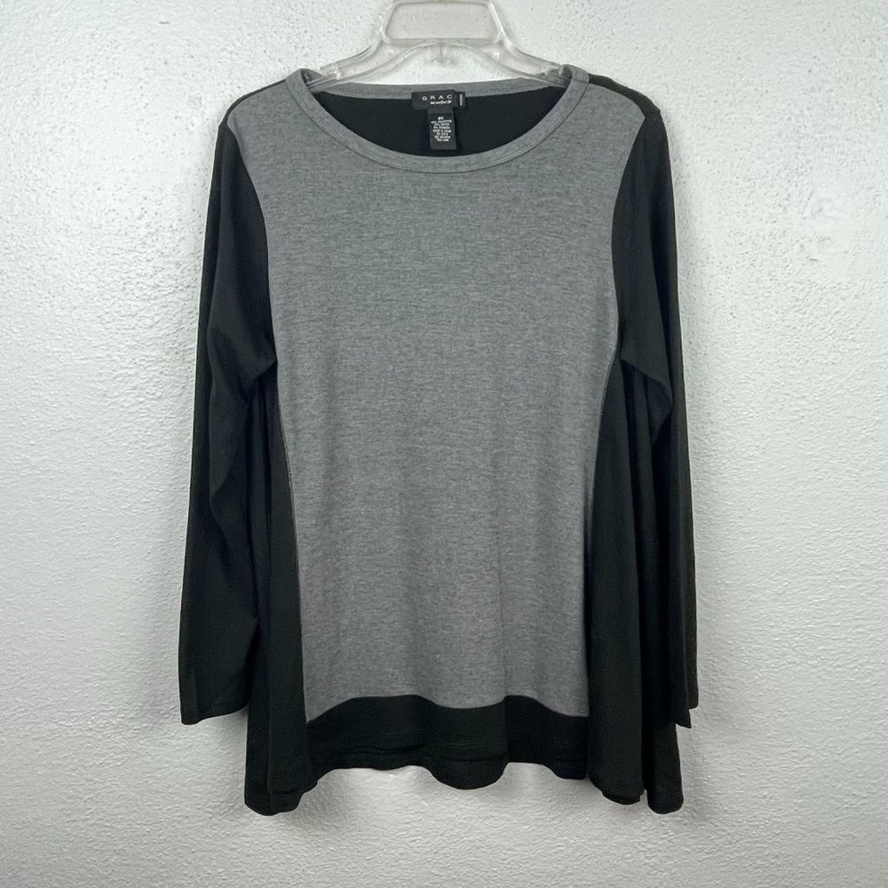 Grace Women's Black and Gray Color Long Sleeve Lightweight Sweater - Size 0X